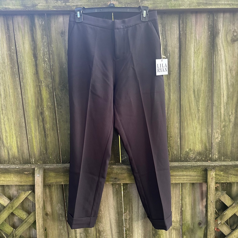 Lila Ryan The Monrow Slim Trouser Black Cuffed Pants Sz Medium New Clean Girl